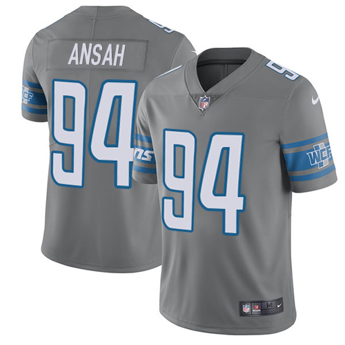 Nike Lions #94 Ziggy Ansah Gray Youth Stitched NFL Limited Rush Jersey - Click Image to Close
